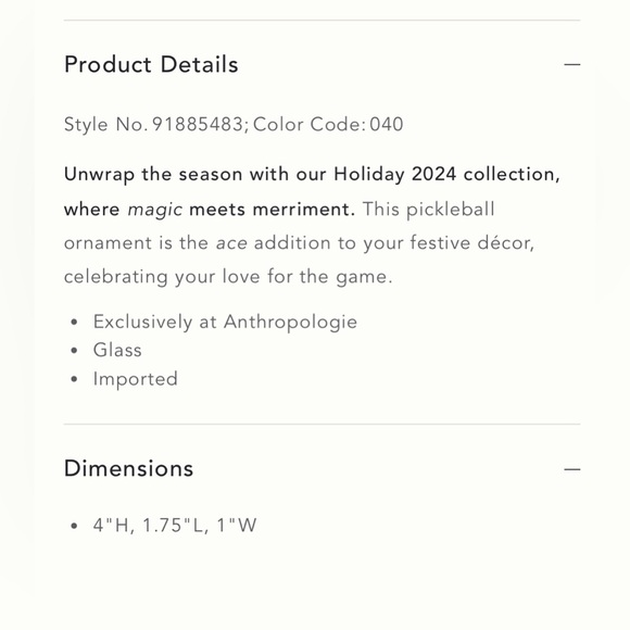 Anthropologie Pickleball Paddle Glass Ornament Raquet Sports Racket Blue NWT - Picture 5 of 5